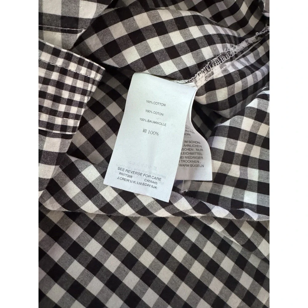 Madewell Gingham Ruffle Sleeve Shirt Black White Cotton Sz M Cottagecore - Picture 7 of 9